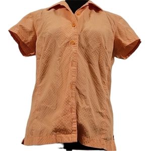 Columbia button down pumpkin gingham shirt S